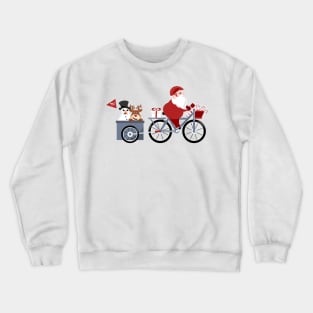 Christmas cycling tour cartoon drawing Crewneck Sweatshirt